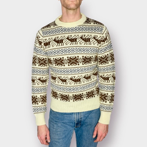 80s Christopher Rand cream sweater with Elk - Picture 4 of 7
